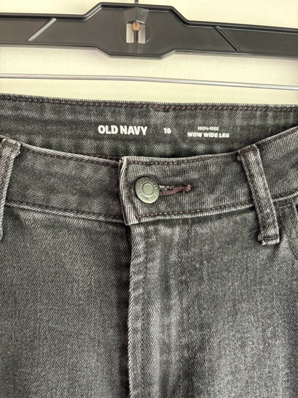 Old Navy Women's High Rise Wow Wide Leg Black Denim Jeans Size 16 - Picture 5 of 5